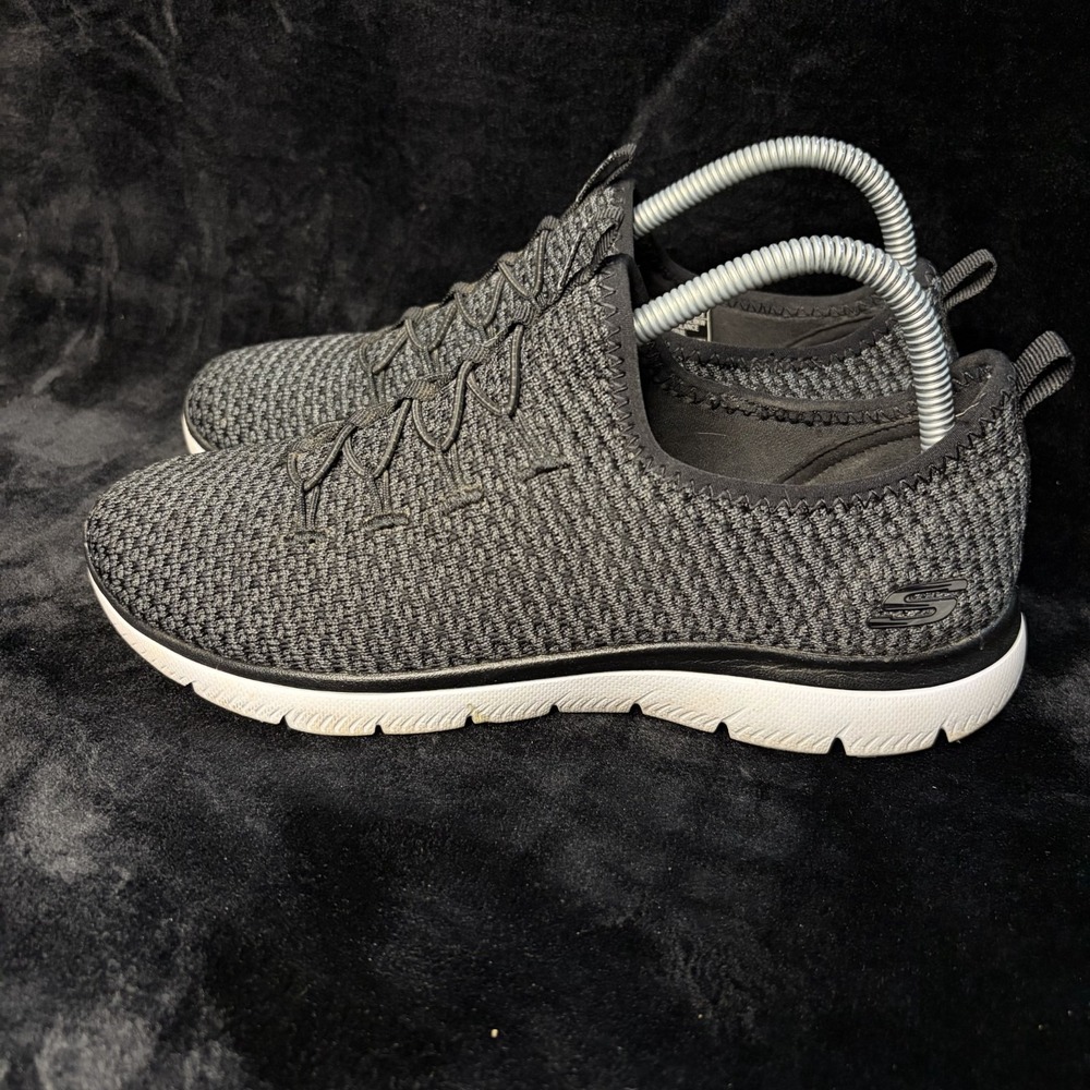 Skechers Memory Foam 59504S BKW Womens 8.5 Athletic Running Shoes Black Sneakers